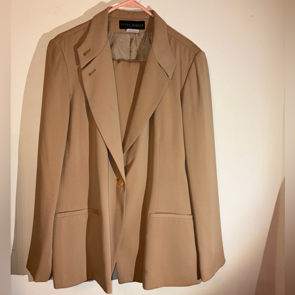 Harve Bernard Tan suit